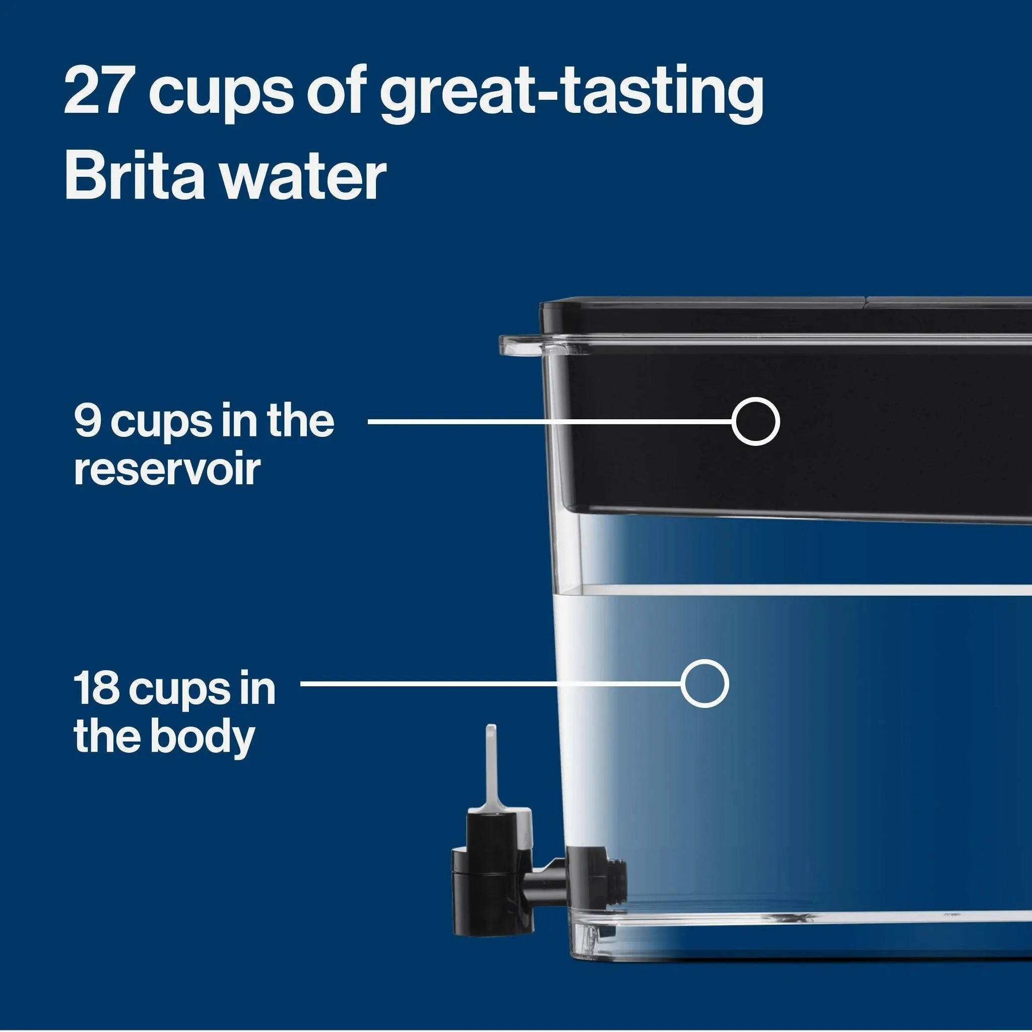 Extra Large 27-Cup UltraMax Filtered Water Dispenser with Filter - Jet Black