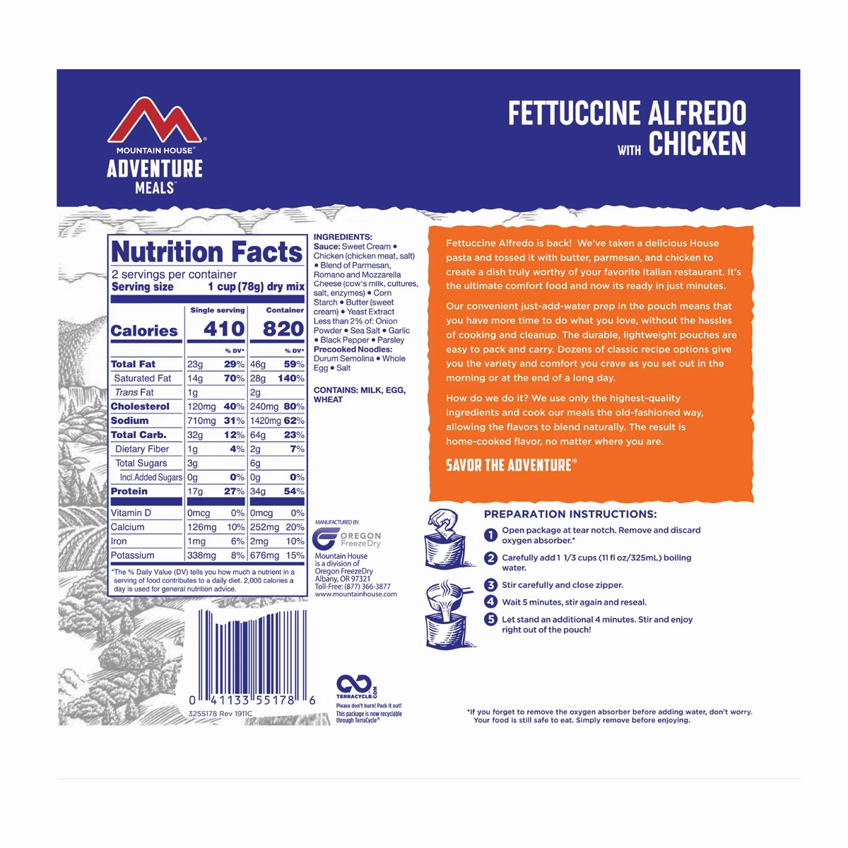 Fettuccine Alfredo with Chicken (2 Servings)