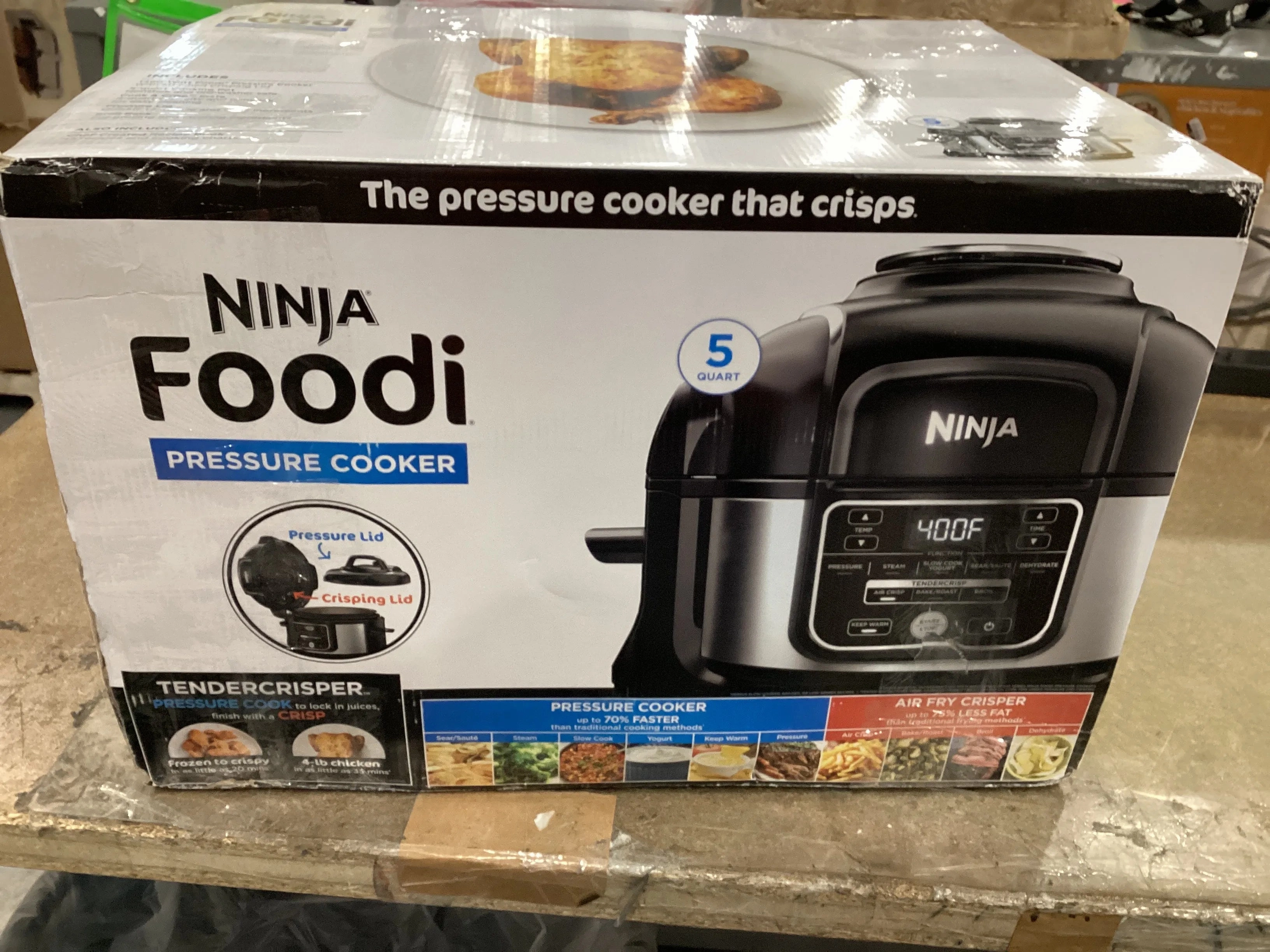 Foodi Programmable 10-in-1 5qt Pressure Cooker and Air Fryer - FD101: Stainless Steel, Slow Cooker, Digital Timer (See Description)