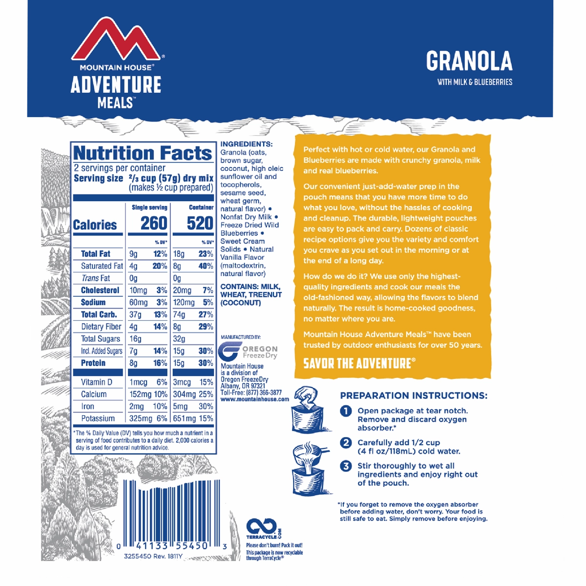 Granola with Milk & Blueberries (2 Servings)