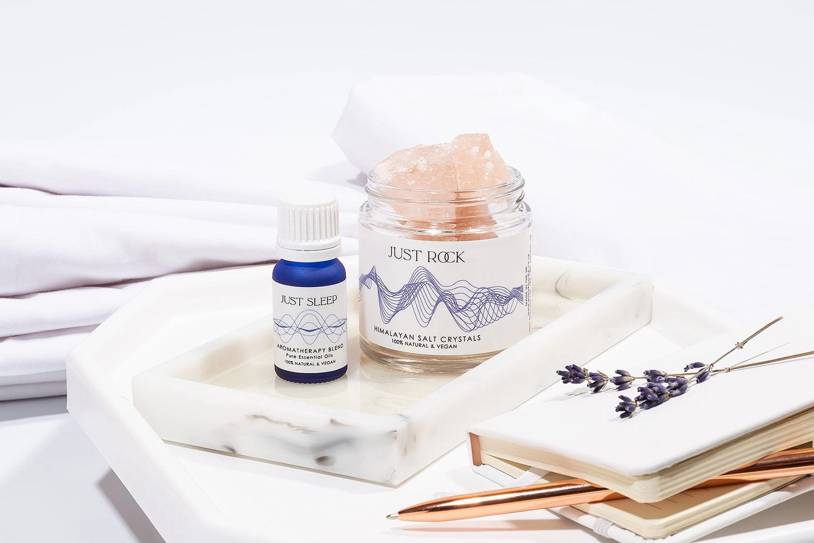 Just Sleep Pure Essential Oil & Himalayan Salt Crystals Gift Set | Aromatherapy Blend