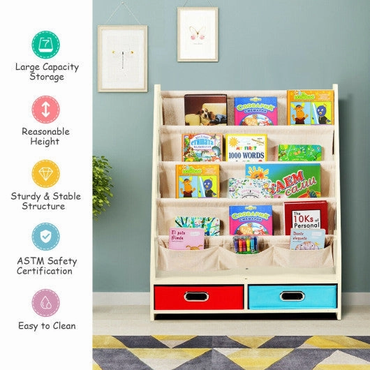 Kids Book and Toys Organizer Shelves-Beige