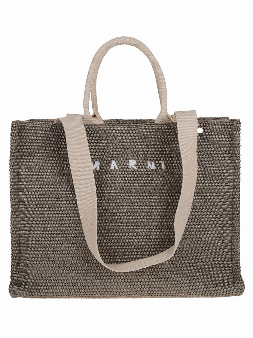 Large East/West Tote Bag In Woven Raffia
