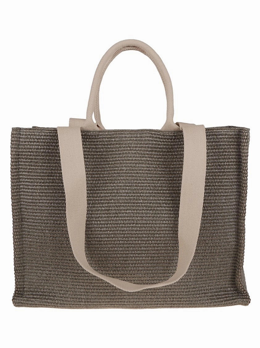 Large East/West Tote Bag In Woven Raffia