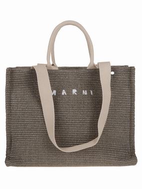 Large East/West Tote Bag In Woven Raffia