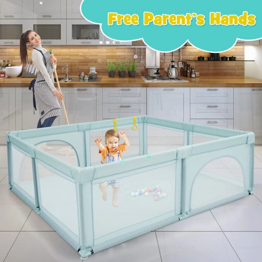 Large Infant Baby Playpen Safety Play Center Yard With 50 Ocean Balls-Blue