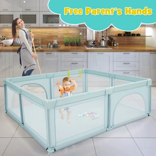 Large Infant Baby Playpen Safety Play Center Yard With 50 Ocean Balls-Blue