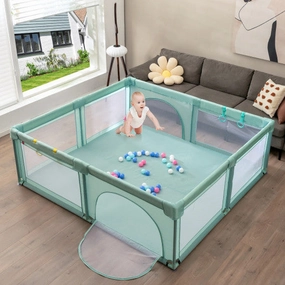 Large Infant Baby Playpen Safety Play Center Yard With 50 Ocean Balls-Blue
