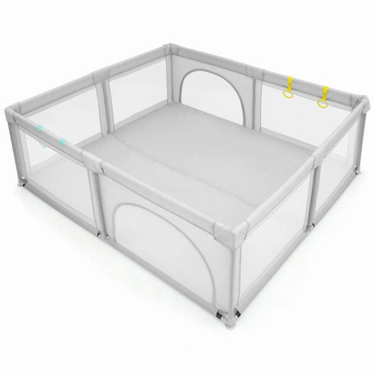 Large Infant Baby Playpen Safety Play Center Yard With 50 Ocean Balls-Gray