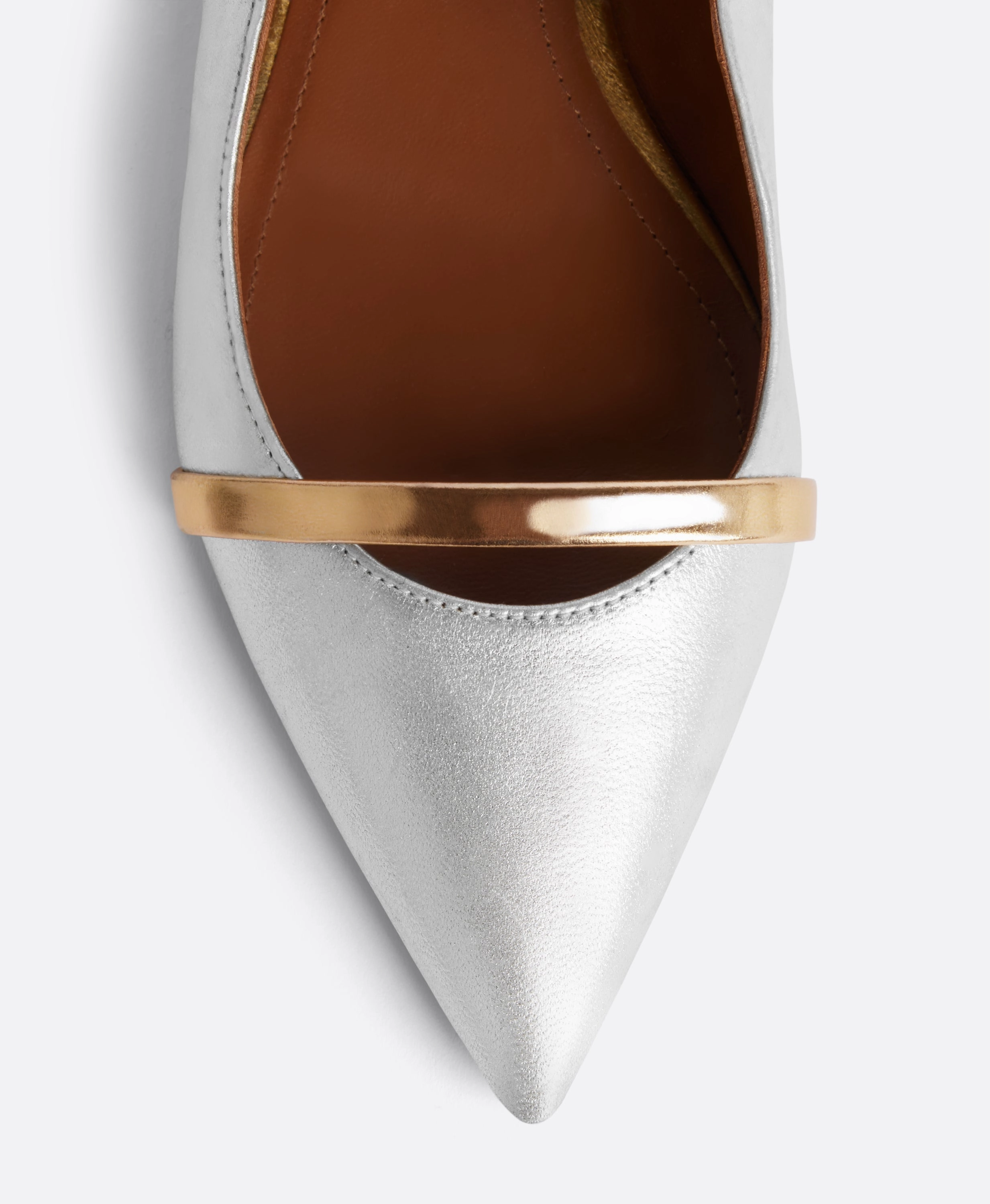 Maureen Silver & Gold Leather Flat Mules