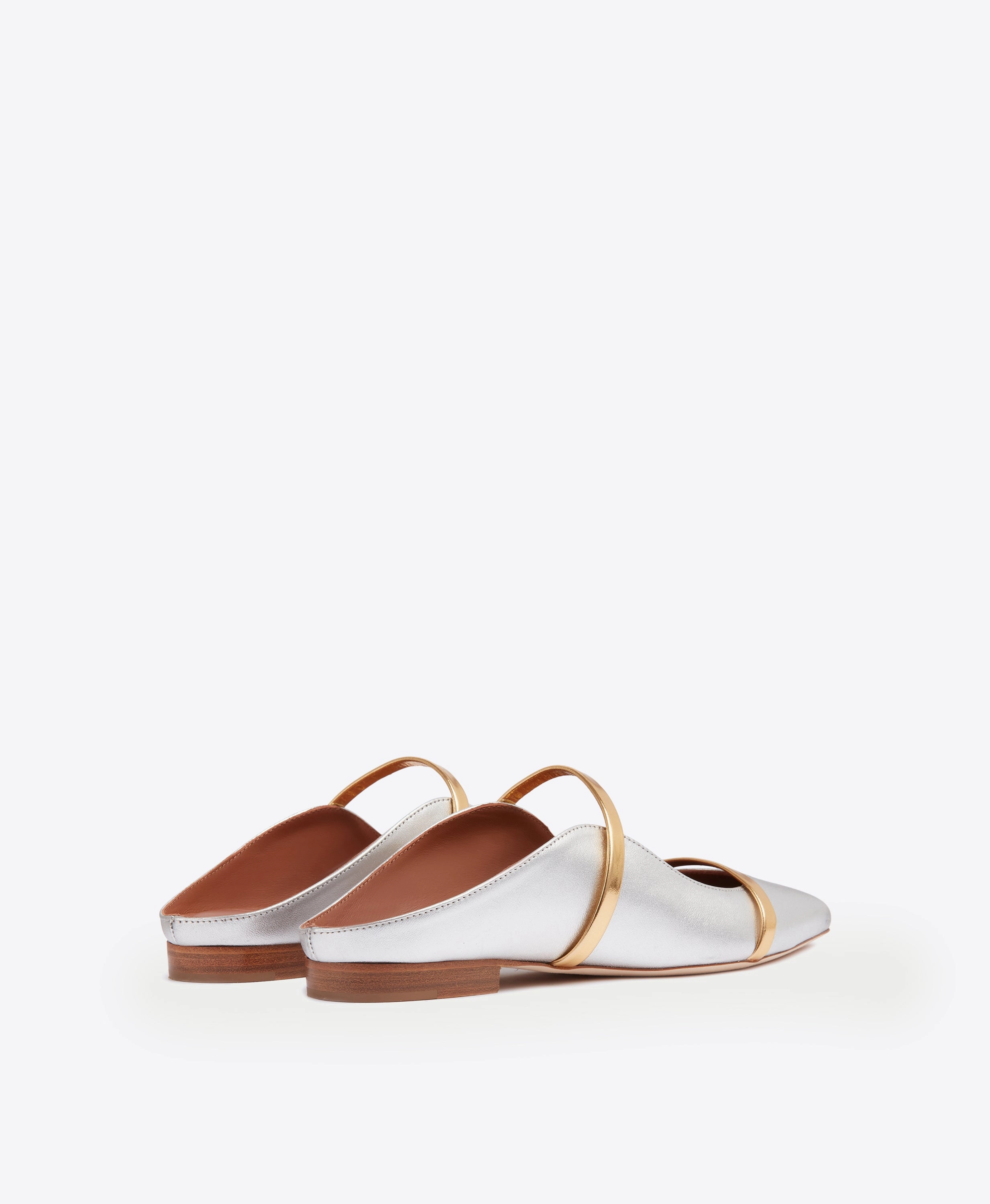 Maureen Silver & Gold Leather Flat Mules