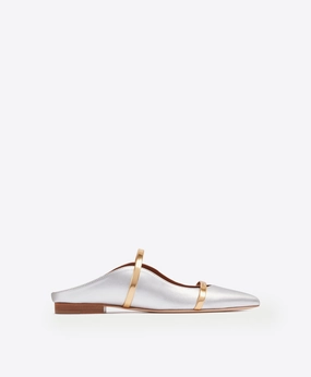 Maureen Silver & Gold Leather Flat Mules