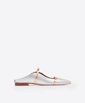 Maureen Silver & Gold Leather Flat Mules