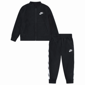NIKE KID'S LOGO TAPING BLACK FULL ZIP TRACKSUIT SET