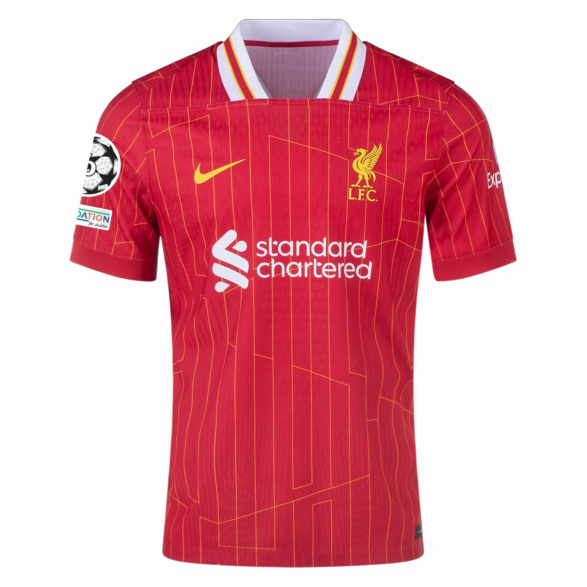 Nike Liverpool Match Authentic Conor Bradley Home Jersey w/ Champions League Patches 24/25 (Gym Red/Chrome Yellow)