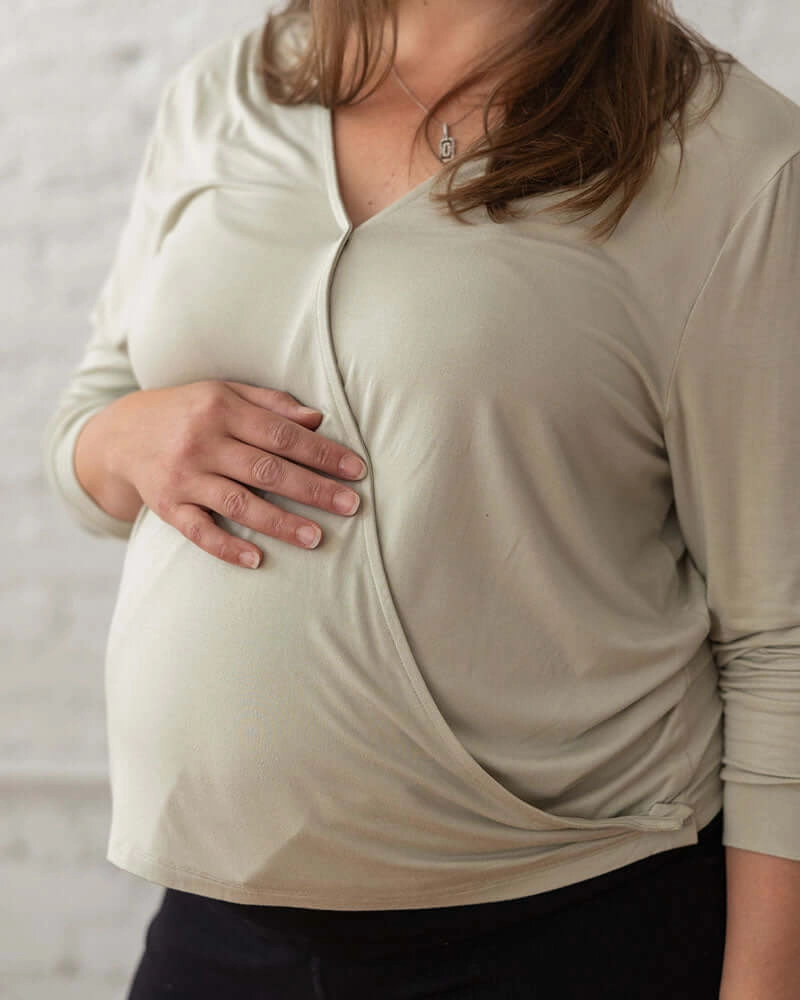 Nursing & Maternity Everywhere Long-Sleeve Wrap Blouse | Moss