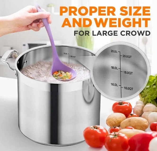 NutriChef 20 Quart Gray Stainless-Steel Cookware Stockpot