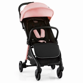 One-Hand Folding Portable Lightweight Baby Stroller With Aluminum Frame-Pink