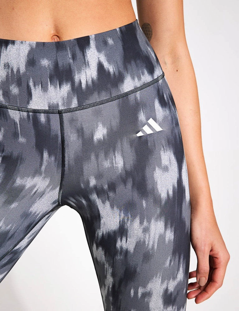 Optime Essentials Allover Print Flower Tie-Dye Leggings - Black/Grey Five