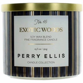 Perry Ellis Soy Wax Blend 3 Wick Candle - Fine Fragranced Exotic Woods, 14.5 oz