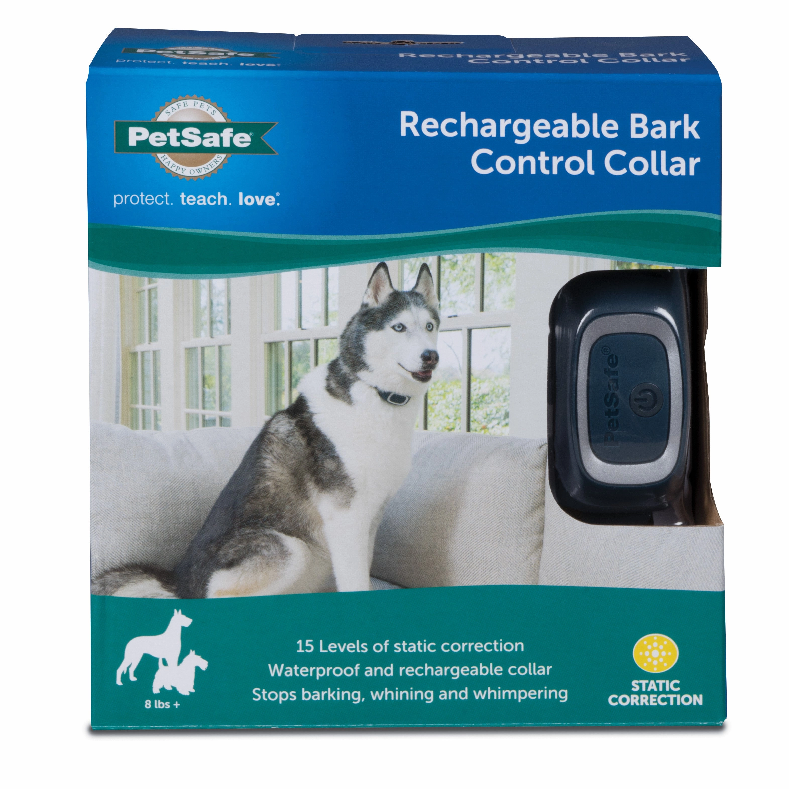 PetSafe Rechargeable Bark Collar, 15 Levels of Automatically Adjusting Static Correction - Rechargeable, Waterproof - Reduces Barking and Whining - for Medium and Large Dogs