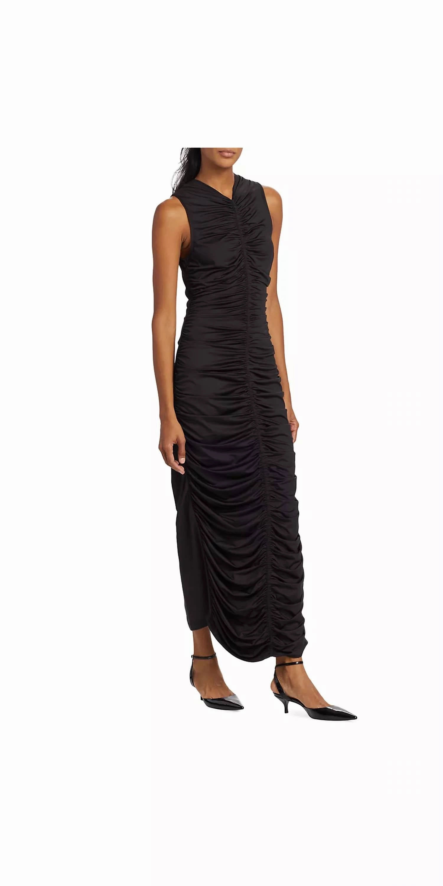 Roxie Ruched Maxi Dress In Black