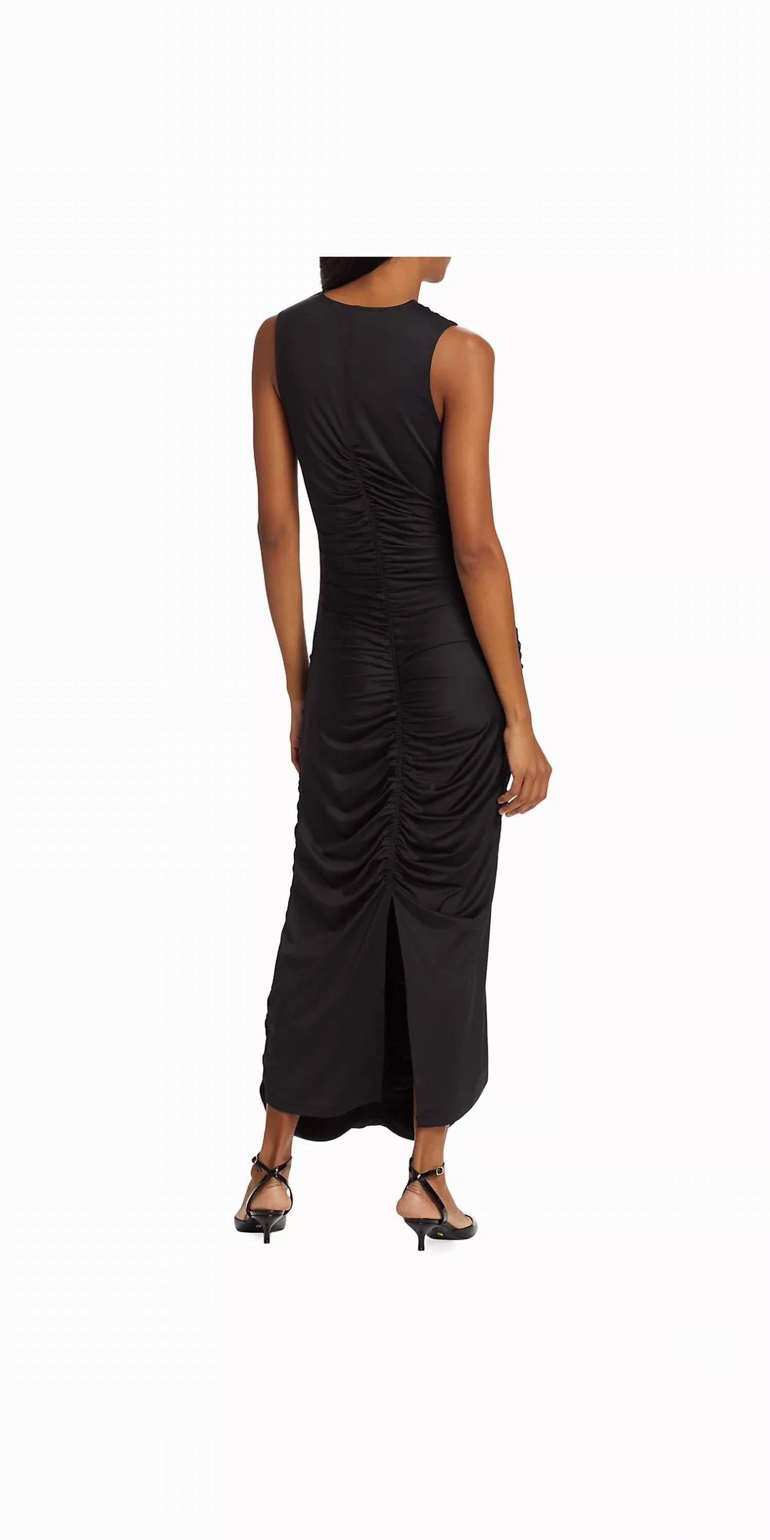 Roxie Ruched Maxi Dress In Black