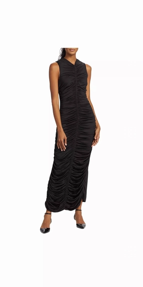 Roxie Ruched Maxi Dress In Black