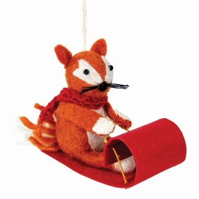 Sledding Fox Ornament, Nepal