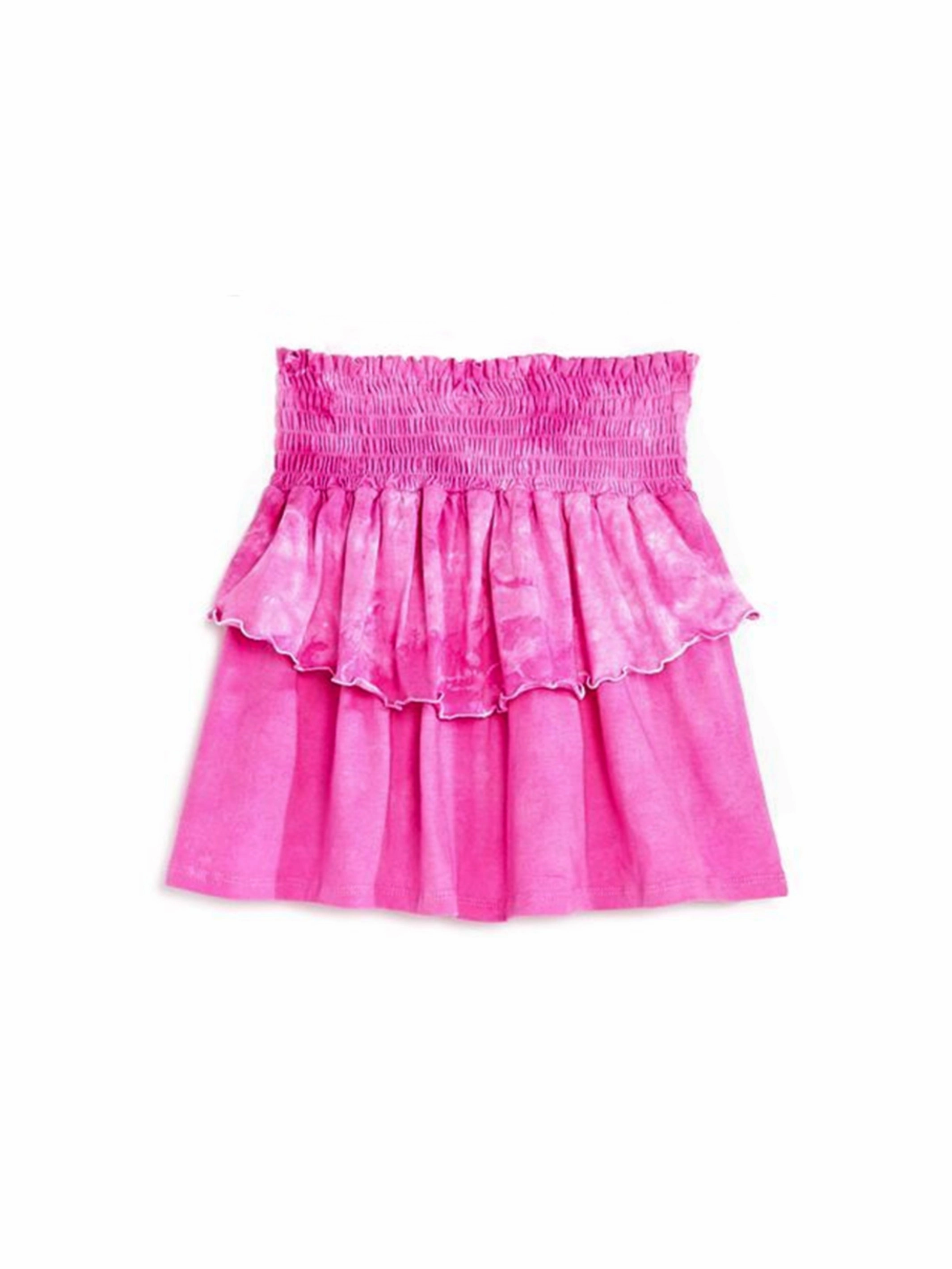 Smocked Ruffle Skirt - Fuchsia Tie Dye