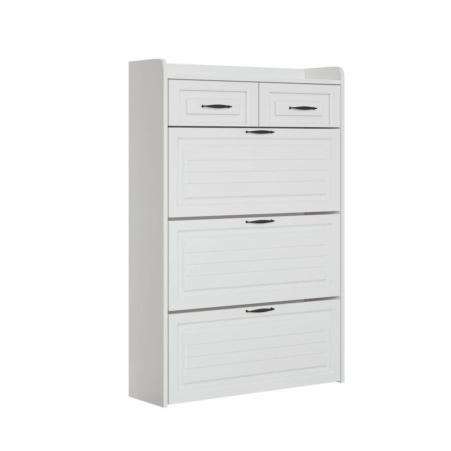 Streamdale 1250 White color shoe cabinet with 3 doors 2 drawers,large space for storage