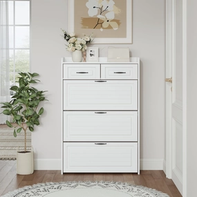 Streamdale 1250 White color shoe cabinet with 3 doors 2 drawers,large space for storage