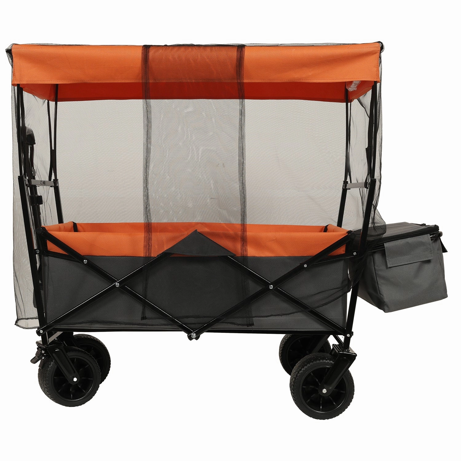 Streamdale 480Lbs Collapsible Wagon with Canopy, 7" All-Terrain Wheels, Orange