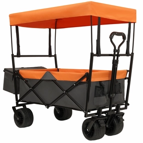 Streamdale 480Lbs Collapsible Wagon with Canopy, 7" All-Terrain Wheels, Orange