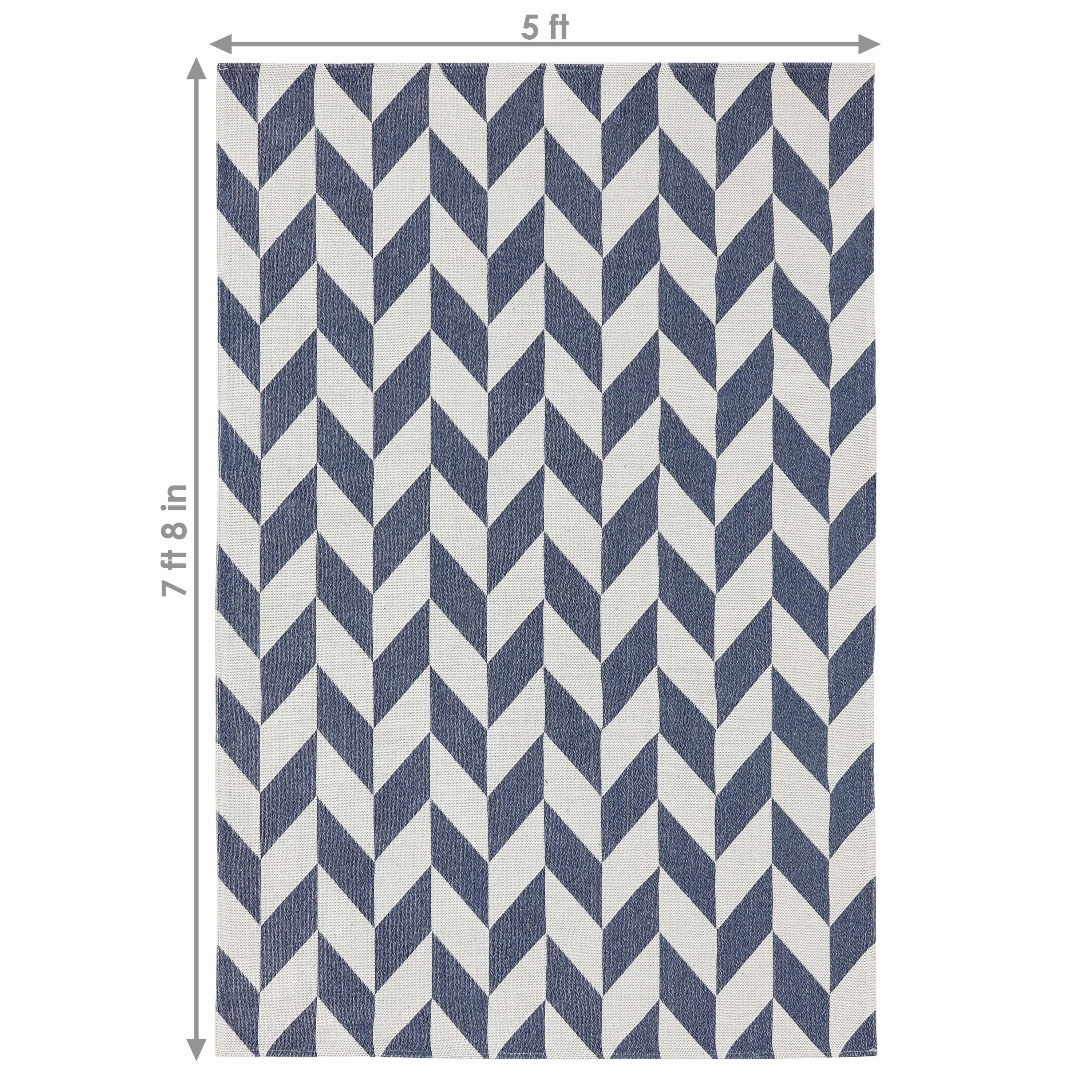Sunnydaze Geometric Affinity Indoor Area Rug in Steel Blue - 5 Ft. x 7 Ft.