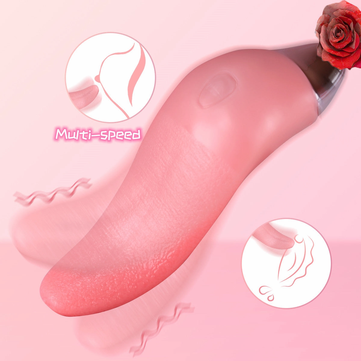 Tongue  Clit Licking Vibrator G-Spot Heating Dildo Massager Sex Toys for Women